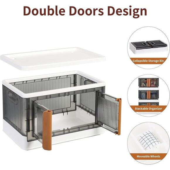 HAIXIN Plastic Storage Boxes with Lids - Stackable Organiser Foldable Box - Picture 2 of 4